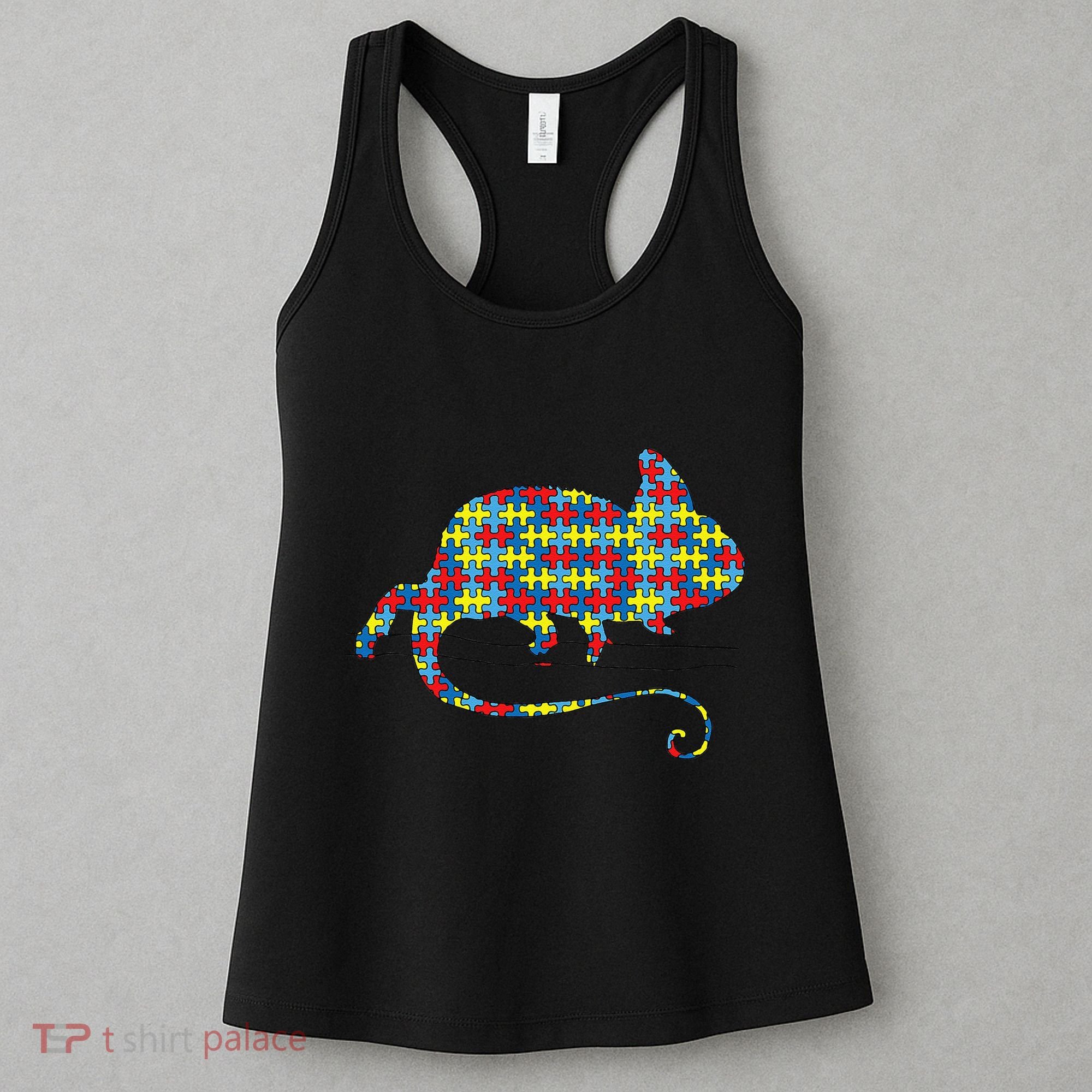 Chameleon Autism Awareness Lizard Puzzle Day Mom Gift Women's Tank Top