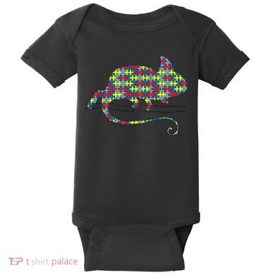 Chameleon Autism Awareness Lizard Puzzle Day Mom Gift Baby Bodysuit