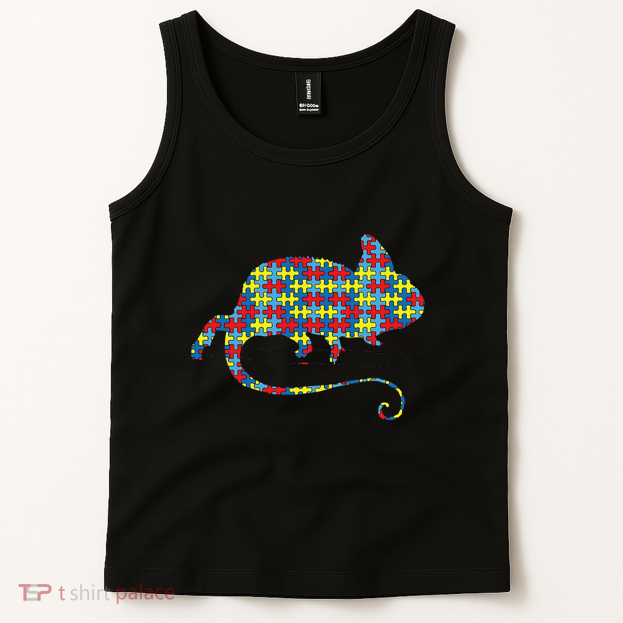 Chameleon Autism Awareness Lizard Puzzle Day Mom Gift Tank Top
