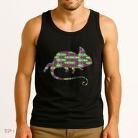 Chameleon Autism Awareness Lizard Puzzle Day Mom Gift Tank Top thumb 3