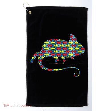 Chameleon Autism Awareness Lizard Puzzle Day Mom Gift Golf Towel