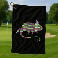 Chameleon Autism Awareness Lizard Puzzle Day Mom Gift Golf Towel thumb 1