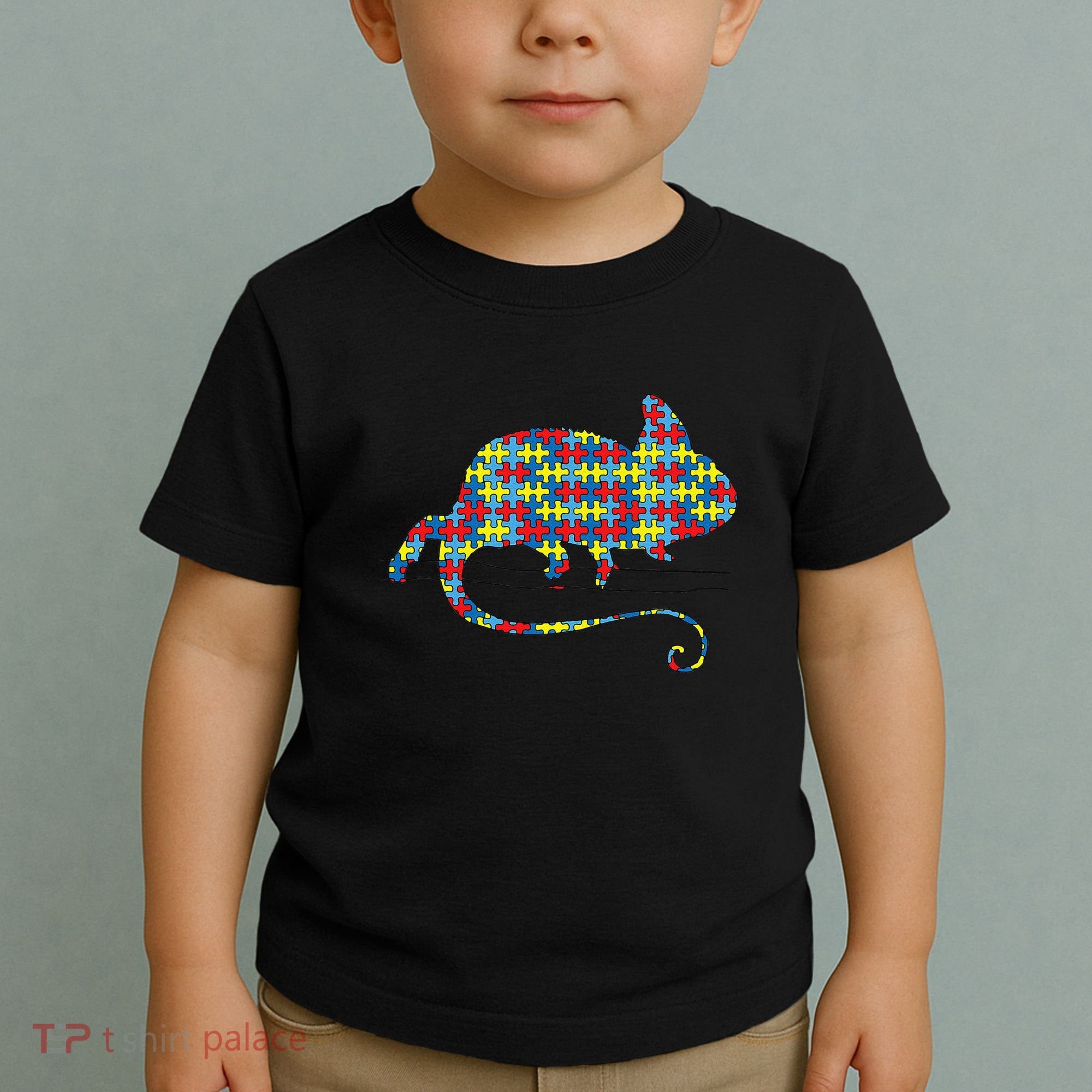 Chameleon Autism Awareness Lizard Puzzle Day Mom Gift Toddler T-Shirt