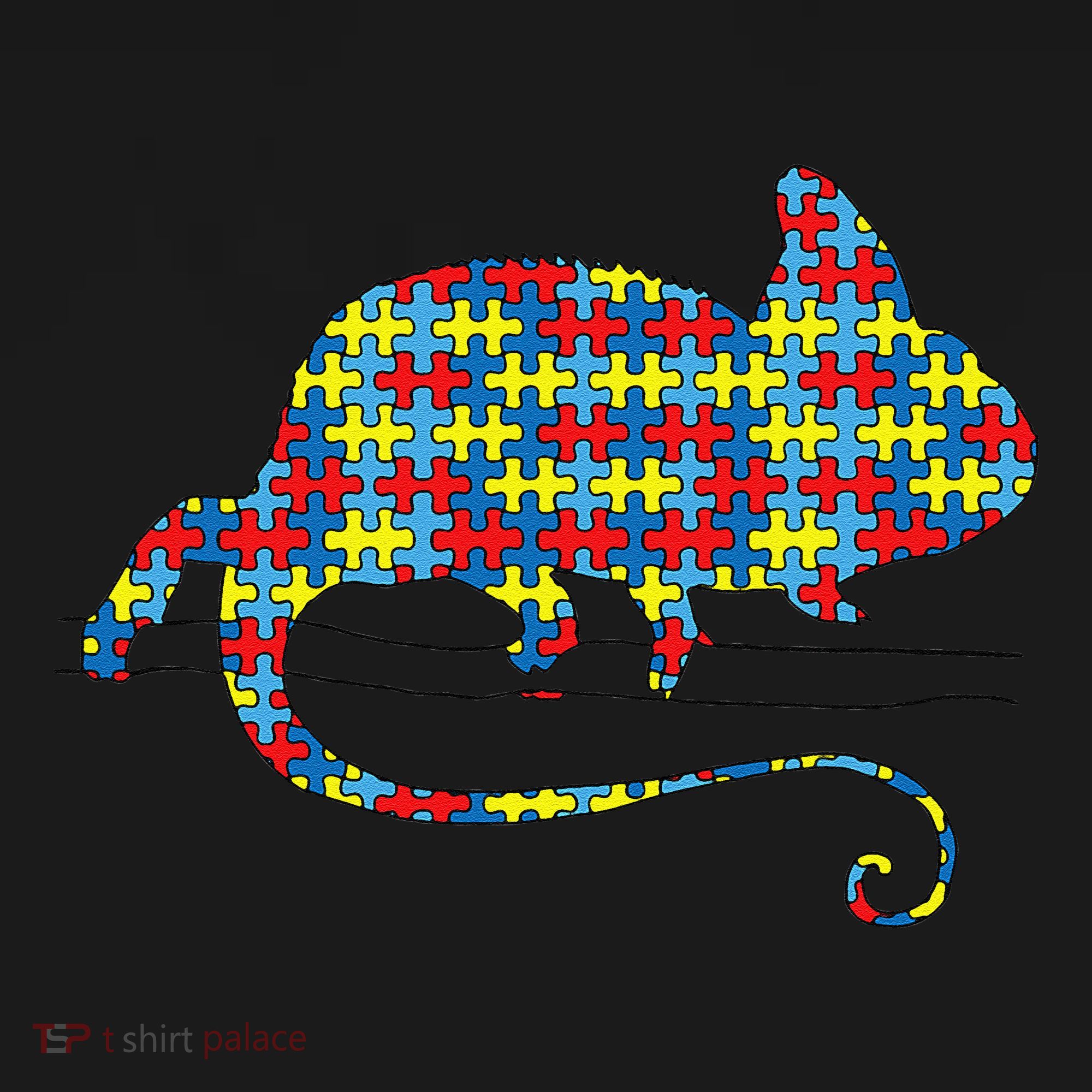 Chameleon Autism Awareness Lizard Puzzle Day Mom Gift Women's T-Shirt