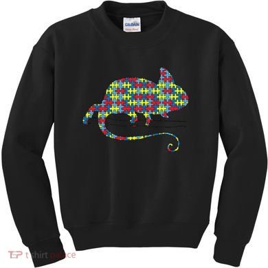 Chameleon Autism Awareness Lizard Puzzle Day Mom Gift Kids Sweatshirt