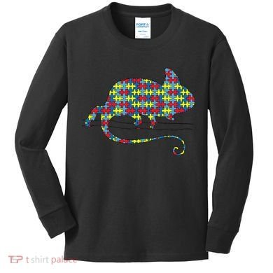 Chameleon Autism Awareness Lizard Puzzle Day Mom Gift Kids Long Sleeve Shirt