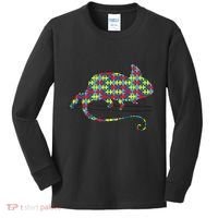Chameleon Autism Awareness Lizard Puzzle Day Mom Gift Kids Long Sleeve Shirt thumb 0