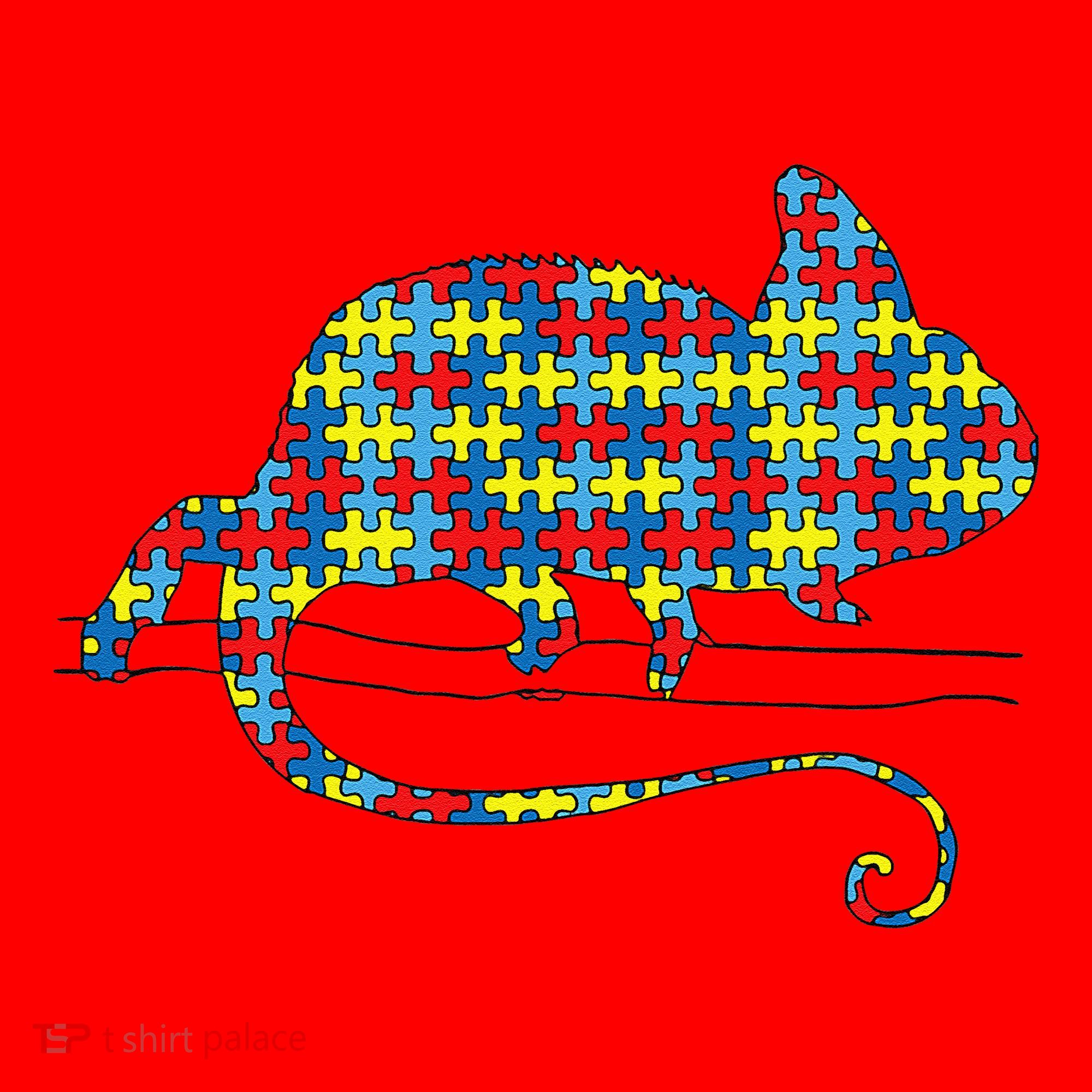 Chameleon Autism Awareness Lizard Puzzle Day Mom Gift Santa Hat