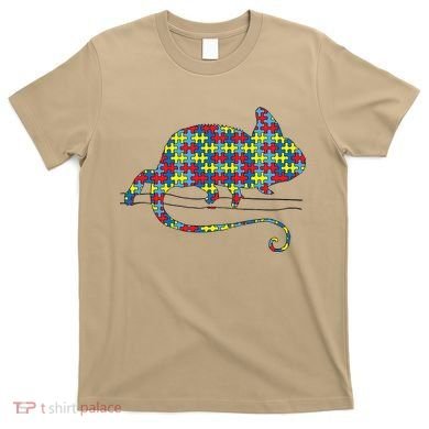 Chameleon Autism Awareness Lizard Puzzle Day Mom Gift T-Shirt