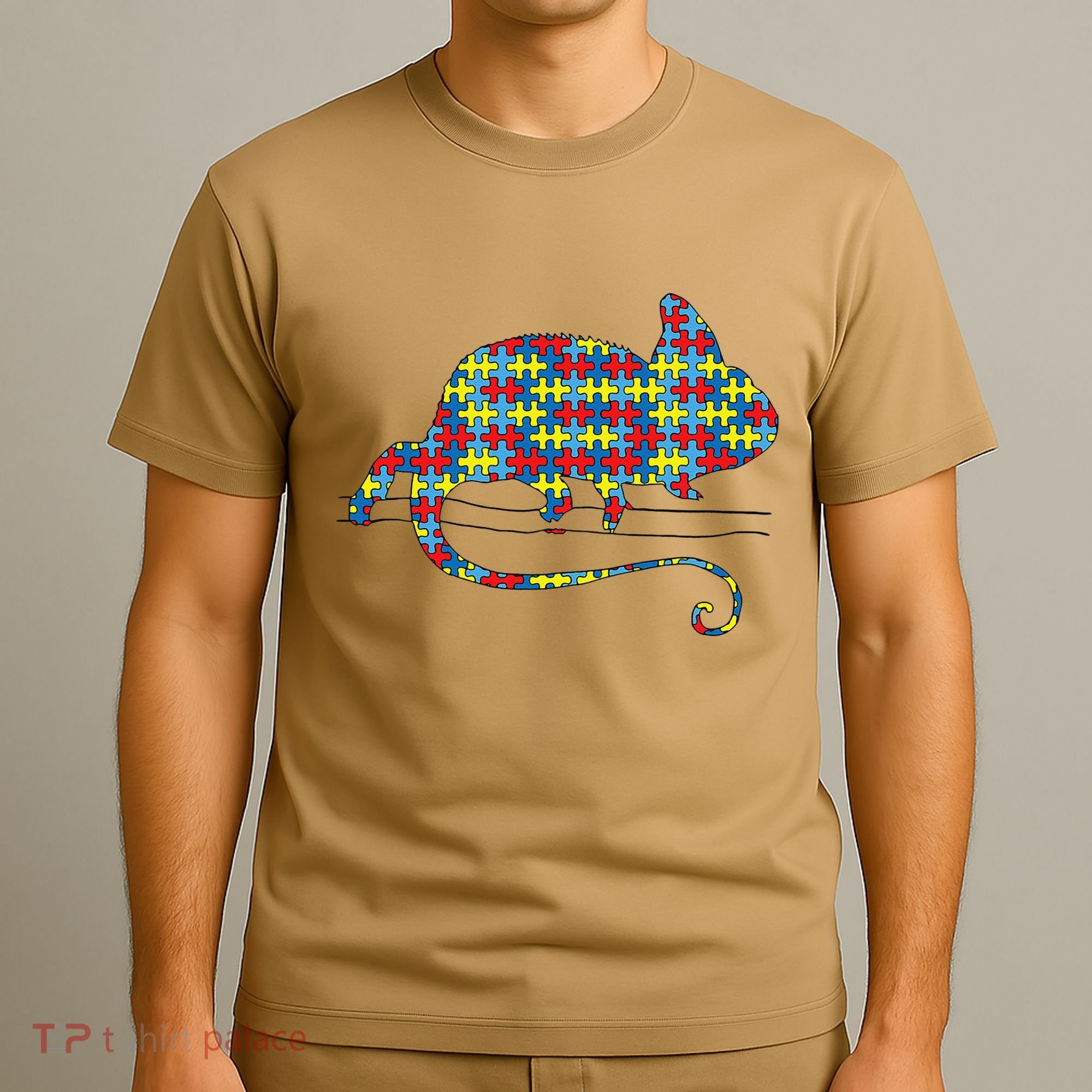 Chameleon Autism Awareness Lizard Puzzle Day Mom Gift T-Shirt