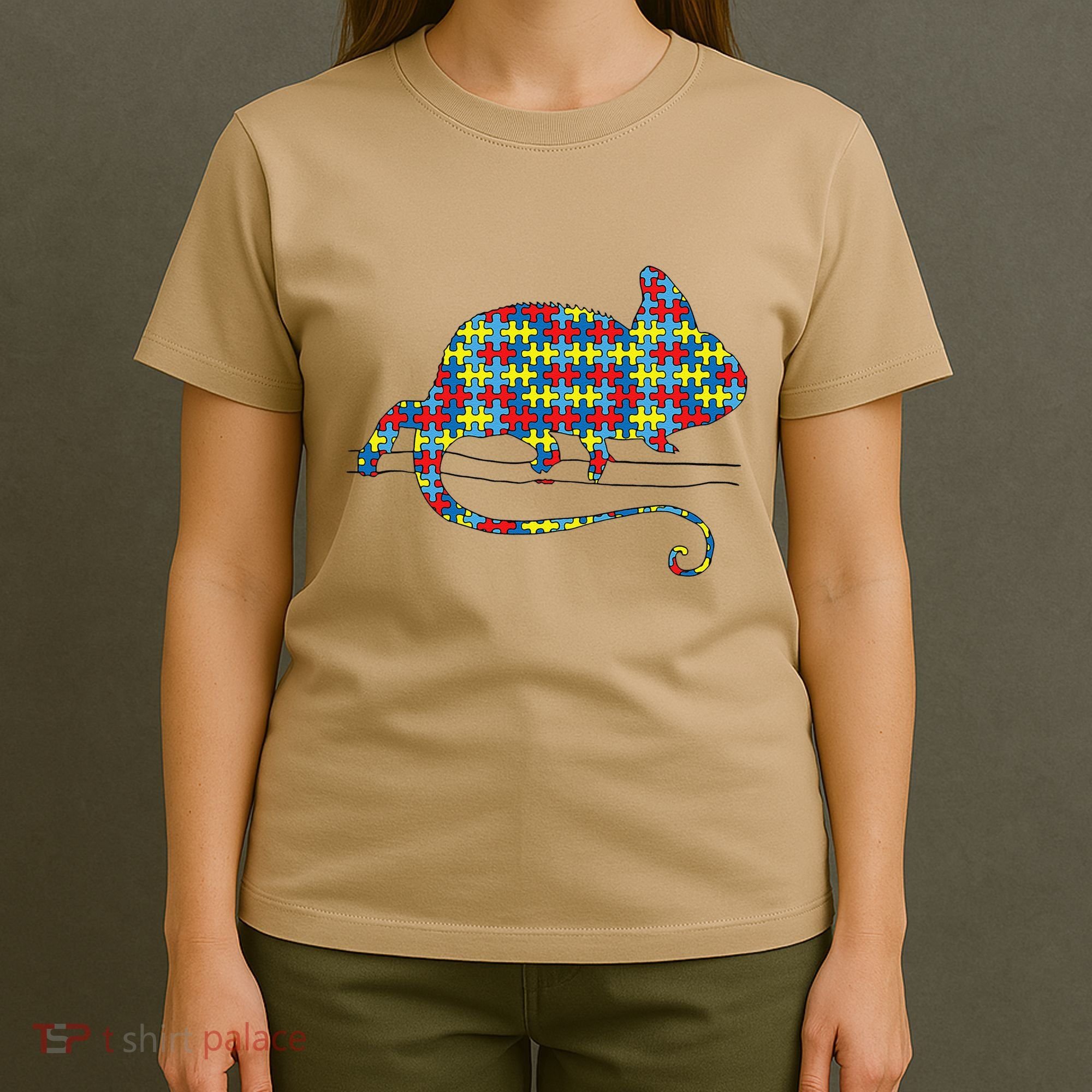 Chameleon Autism Awareness Lizard Puzzle Day Mom Gift T-Shirt
