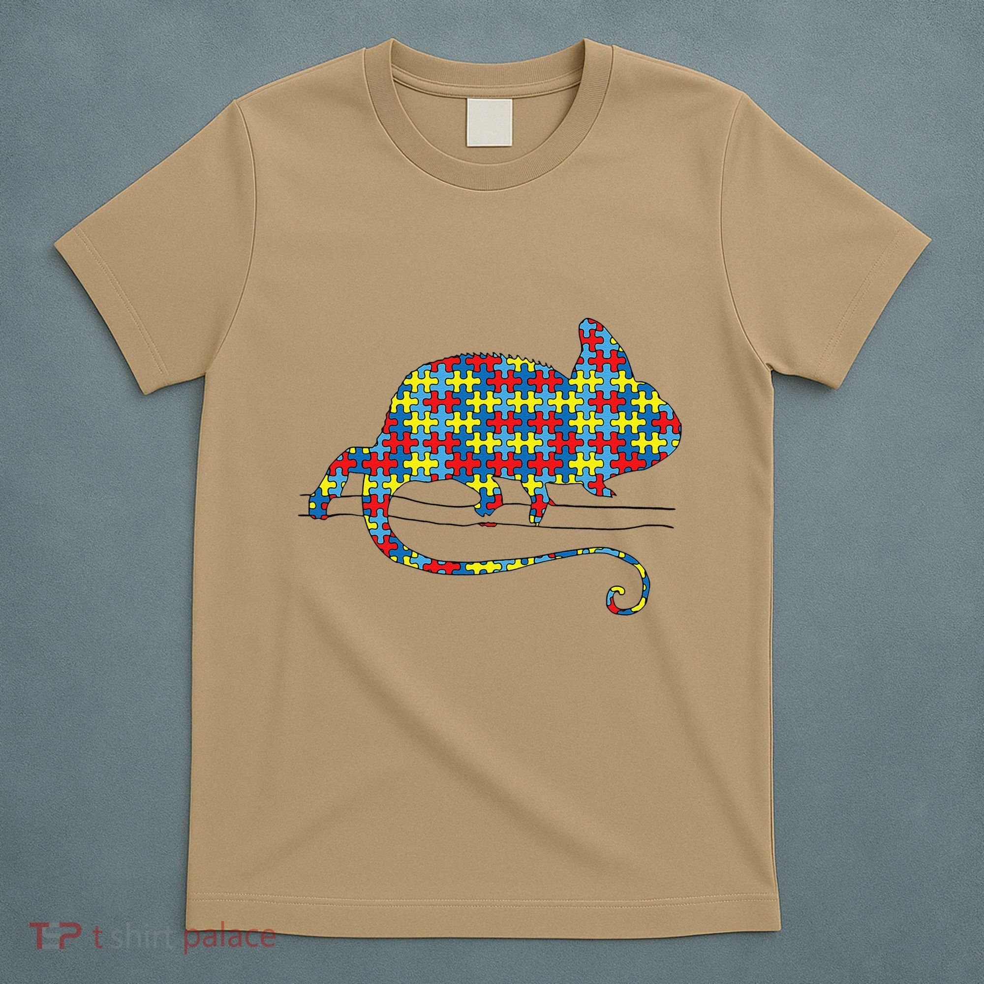 Chameleon Autism Awareness Lizard Puzzle Day Mom Gift T-Shirt