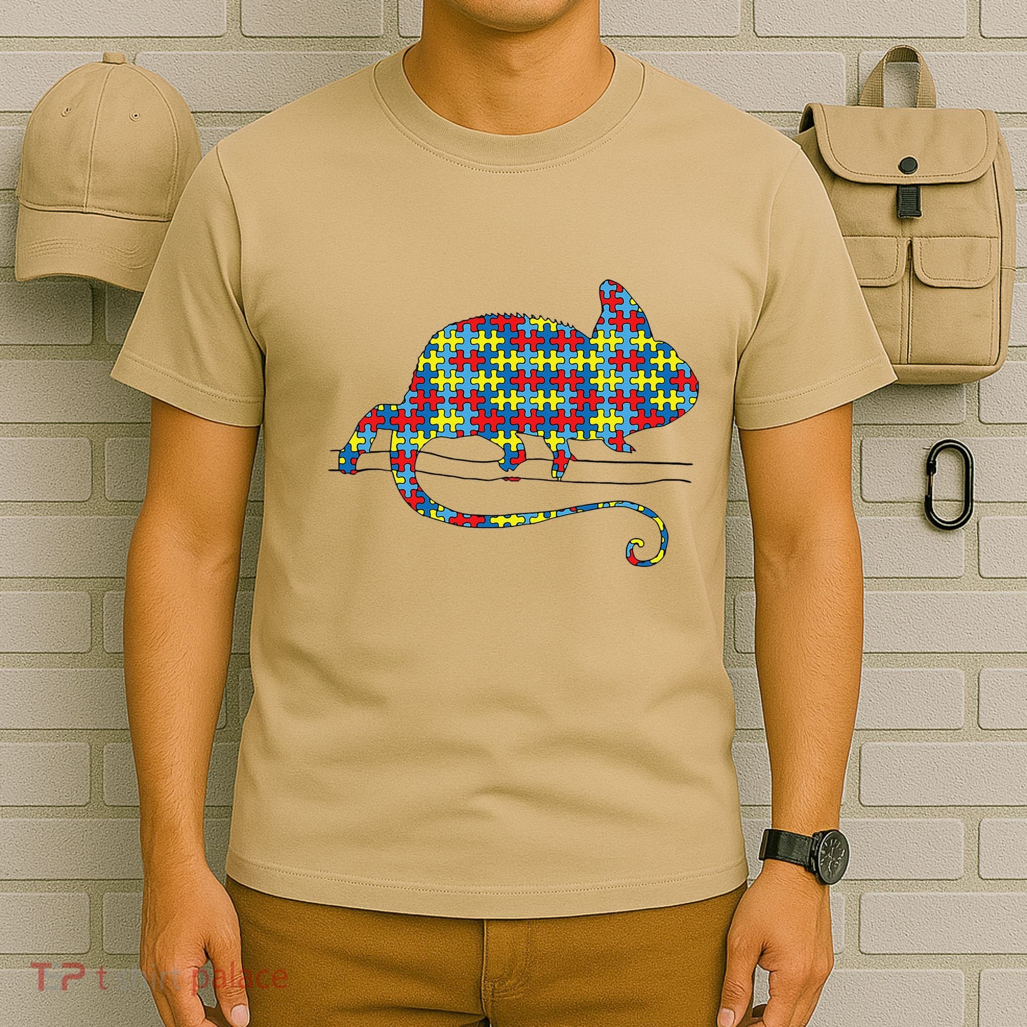 Chameleon Autism Awareness Lizard Puzzle Day Mom Gift T-Shirt