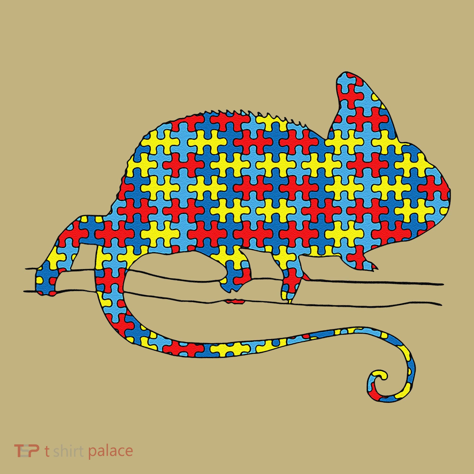Chameleon Autism Awareness Lizard Puzzle Day Mom Gift T-Shirt