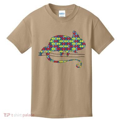 Chameleon Autism Awareness Lizard Puzzle Day Mom Gift Kids T-Shirt