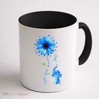 Child Abuse Awareness Sunflower Light Blue Ribbon Elephant Coffee Mug thumb 1