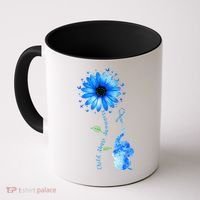Child Abuse Awareness Sunflower Light Blue Ribbon Elephant Coffee Mug thumb 0