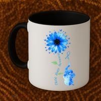 Child Abuse Awareness Sunflower Light Blue Ribbon Elephant Coffee Mug thumb 2