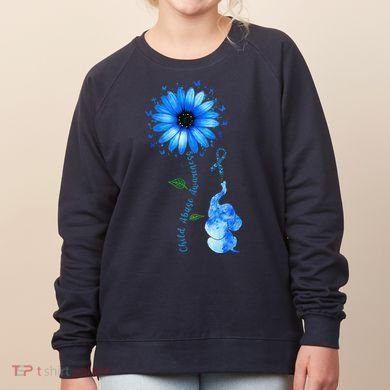 Child Abuse Awareness Sunflower Light Blue Ribbon Elephant Women's Sweatshirt