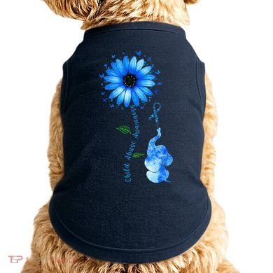 Child Abuse Awareness Sunflower Light Blue Ribbon Elephant Doggie Tank