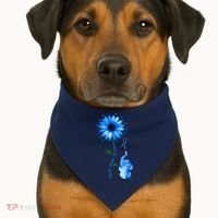Child Abuse Awareness Sunflower Light Blue Ribbon Elephant USA-Made Doggie Bandana thumb 1