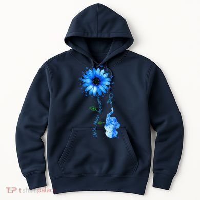 Child Abuse Awareness Sunflower Light Blue Ribbon Elephant Hoodie