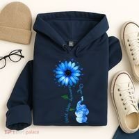 Child Abuse Awareness Sunflower Light Blue Ribbon Elephant Hoodie thumb 4