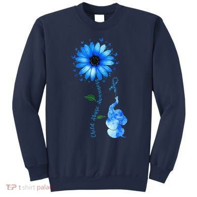 Child Abuse Awareness Sunflower Light Blue Ribbon Elephant Sweatshirt