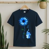 Child Abuse Awareness Sunflower Light Blue Ribbon Elephant T-Shirt thumb 2