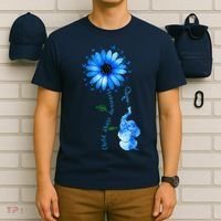 Child Abuse Awareness Sunflower Light Blue Ribbon Elephant T-Shirt thumb 6