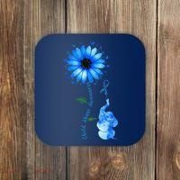 Child Abuse Awareness Sunflower Light Blue Ribbon Elephant Coaster thumb 0