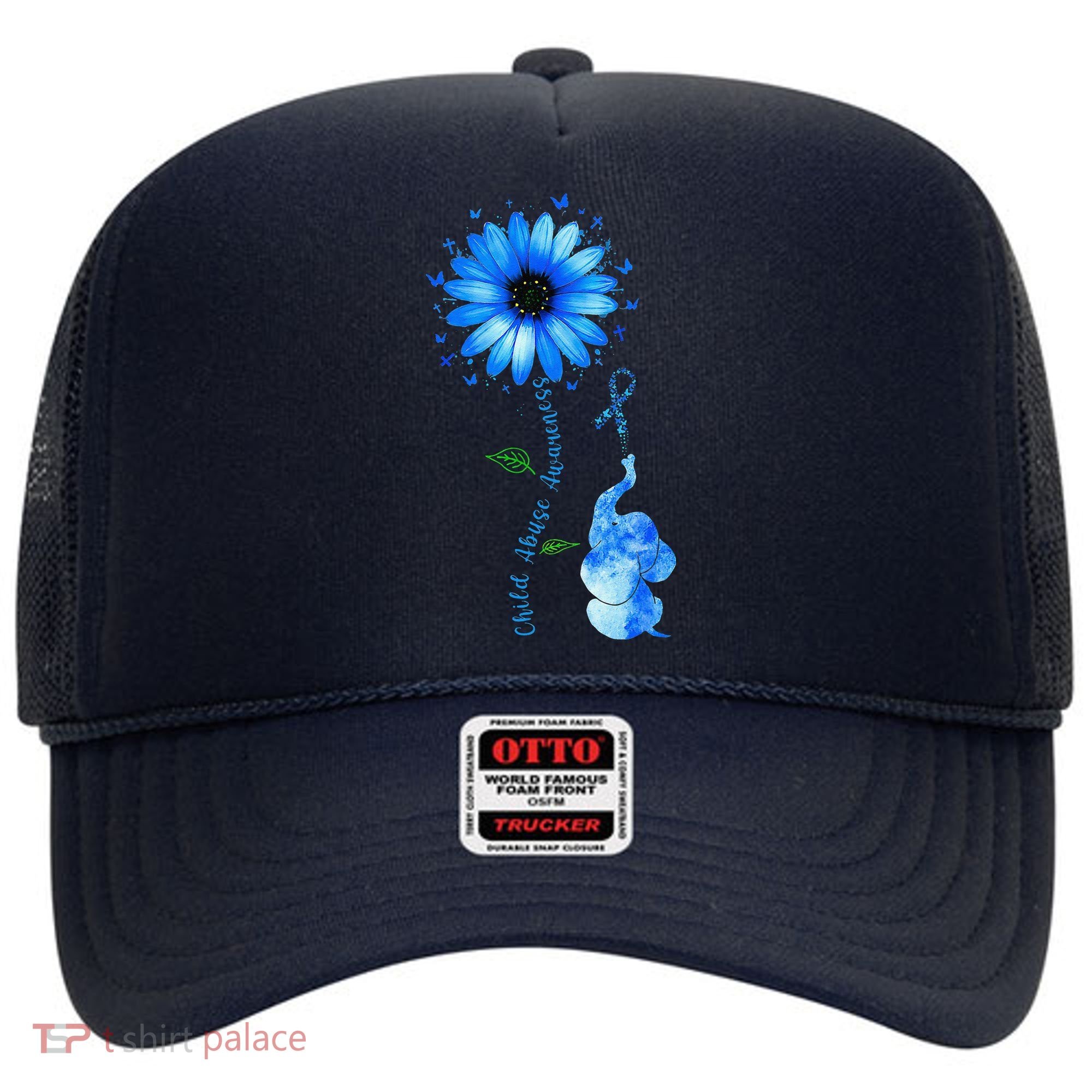 Child Abuse Awareness Sunflower Light Blue Ribbon Elephant Hat