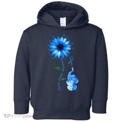 Child Abuse Awareness Sunflower Light Blue Ribbon Elephant Toddler Hoodie