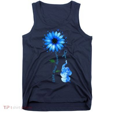 Child Abuse Awareness Sunflower Light Blue Ribbon Elephant Tank Top