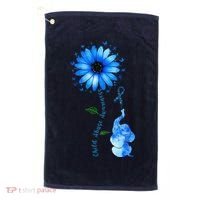 Child Abuse Awareness Sunflower Light Blue Ribbon Elephant Golf Towel thumb 0