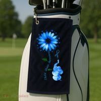 Child Abuse Awareness Sunflower Light Blue Ribbon Elephant Golf Towel thumb 2