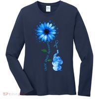 Child Abuse Awareness Sunflower Light Blue Ribbon Elephant Women's Long Sleeve Shirt thumb 0