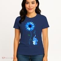 Child Abuse Awareness Sunflower Light Blue Ribbon Elephant Women's T-Shirt thumb 4