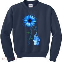 Child Abuse Awareness Sunflower Light Blue Ribbon Elephant Kids Sweatshirt thumb 0