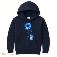 Child Abuse Awareness Sunflower Light Blue Ribbon Elephant Kids Hoodie thumb 0
