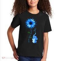 Child Abuse Awareness Sunflower Light Blue Ribbon Elephant Kids T-Shirt thumb 2
