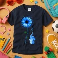 Child Abuse Awareness Sunflower Light Blue Ribbon Elephant Kids T-Shirt thumb 3