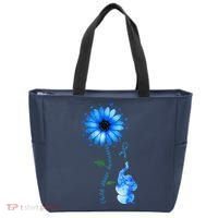 Child Abuse Awareness Sunflower Light Blue Ribbon Elephant Tote Bag thumb 0