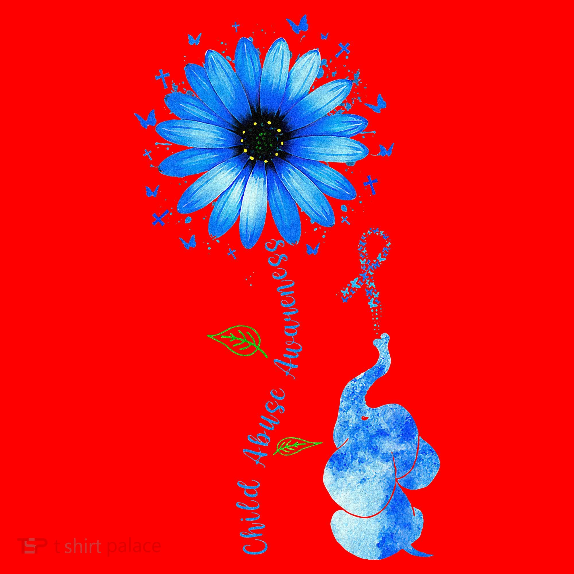 Child Abuse Awareness Sunflower Light Blue Ribbon Elephant Santa Hat