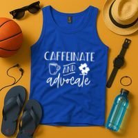 Caffeinate And Advocate Autism Special Ed Teacher Meme Cool Gift Tank Top thumb 4