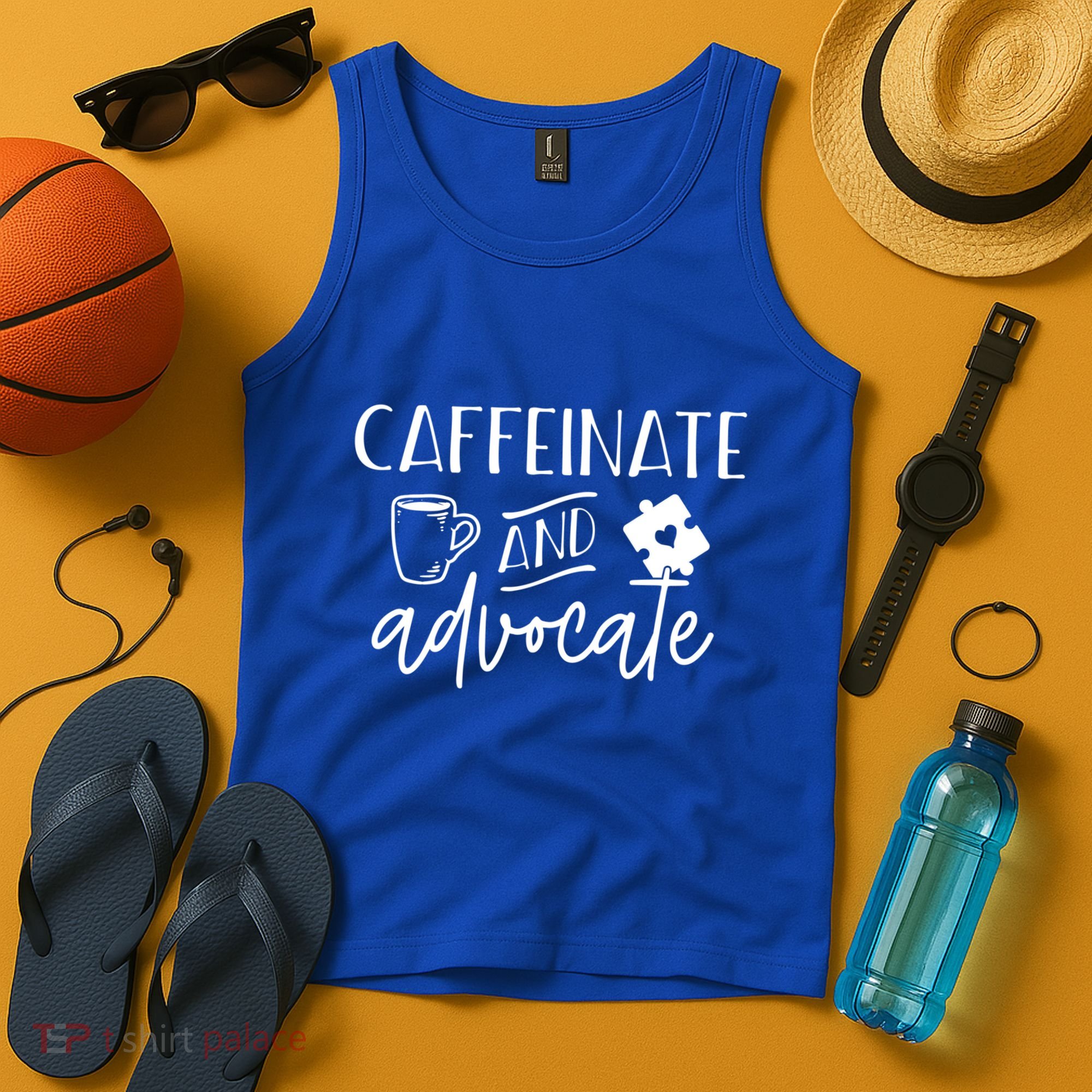 Caffeinate And Advocate Autism Special Ed Teacher Meme Cool Gift Tank Top