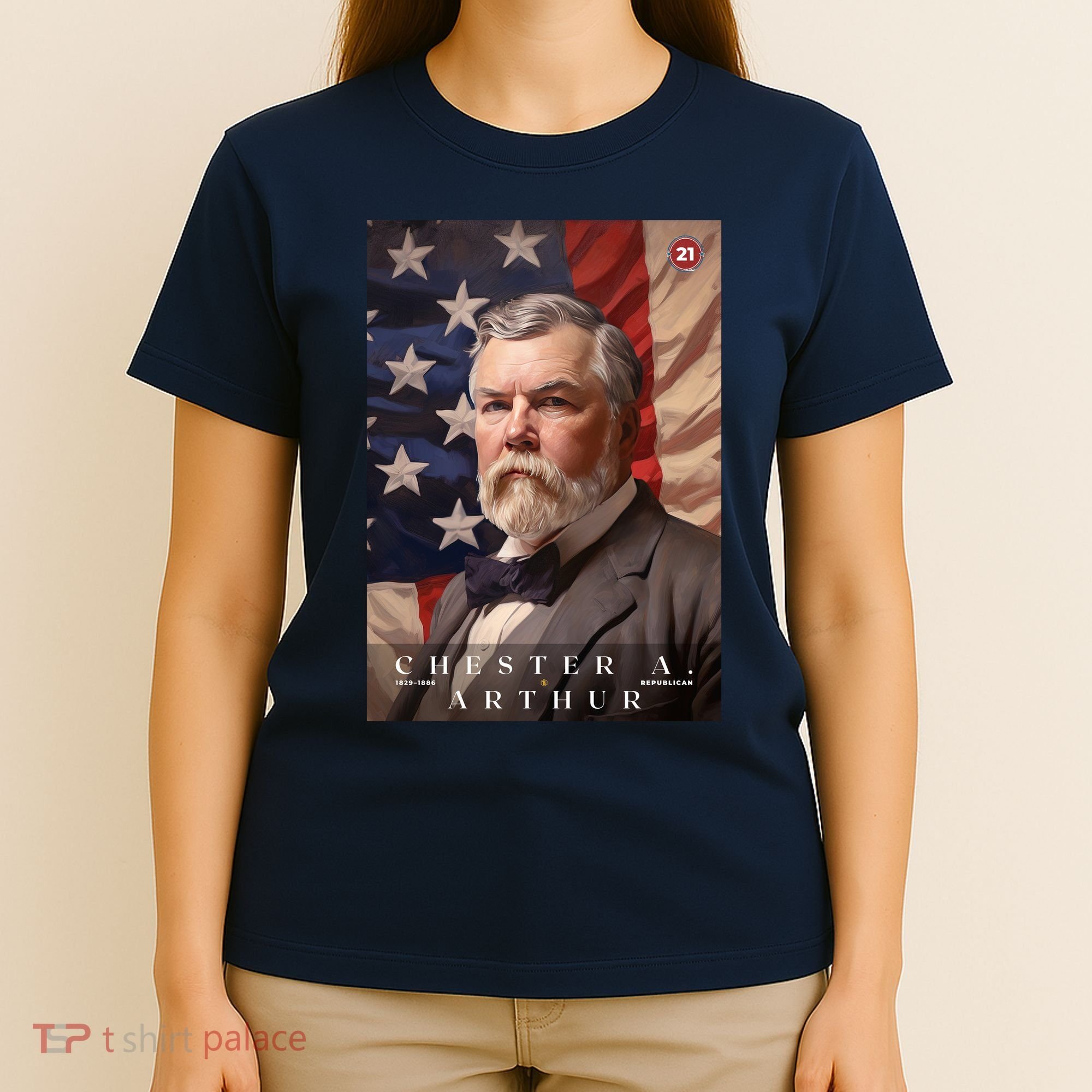 Chester A. Arthur 21st President Of The United States Portrait T-Shirt
