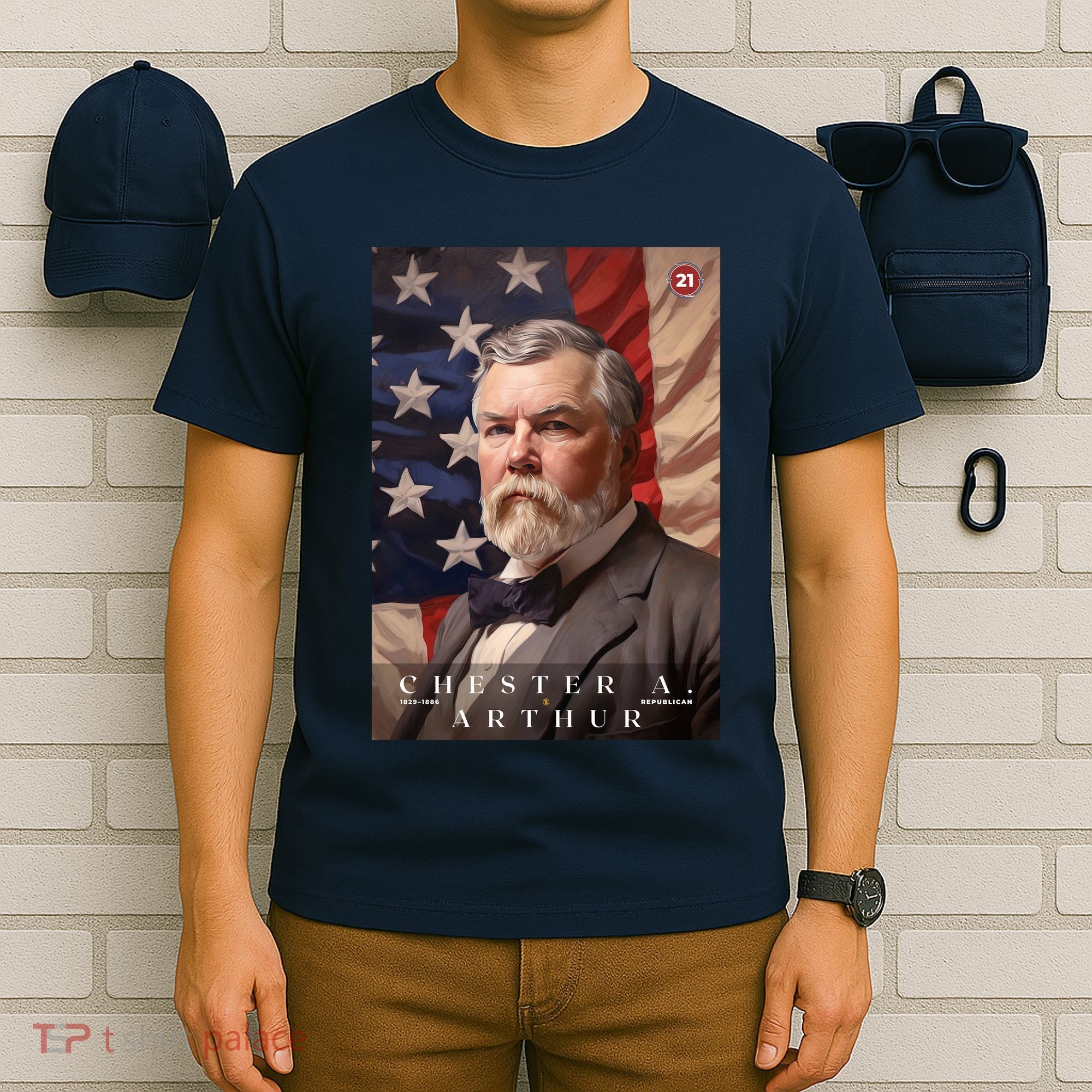 Chester A. Arthur 21st President Of The United States Portrait T-Shirt