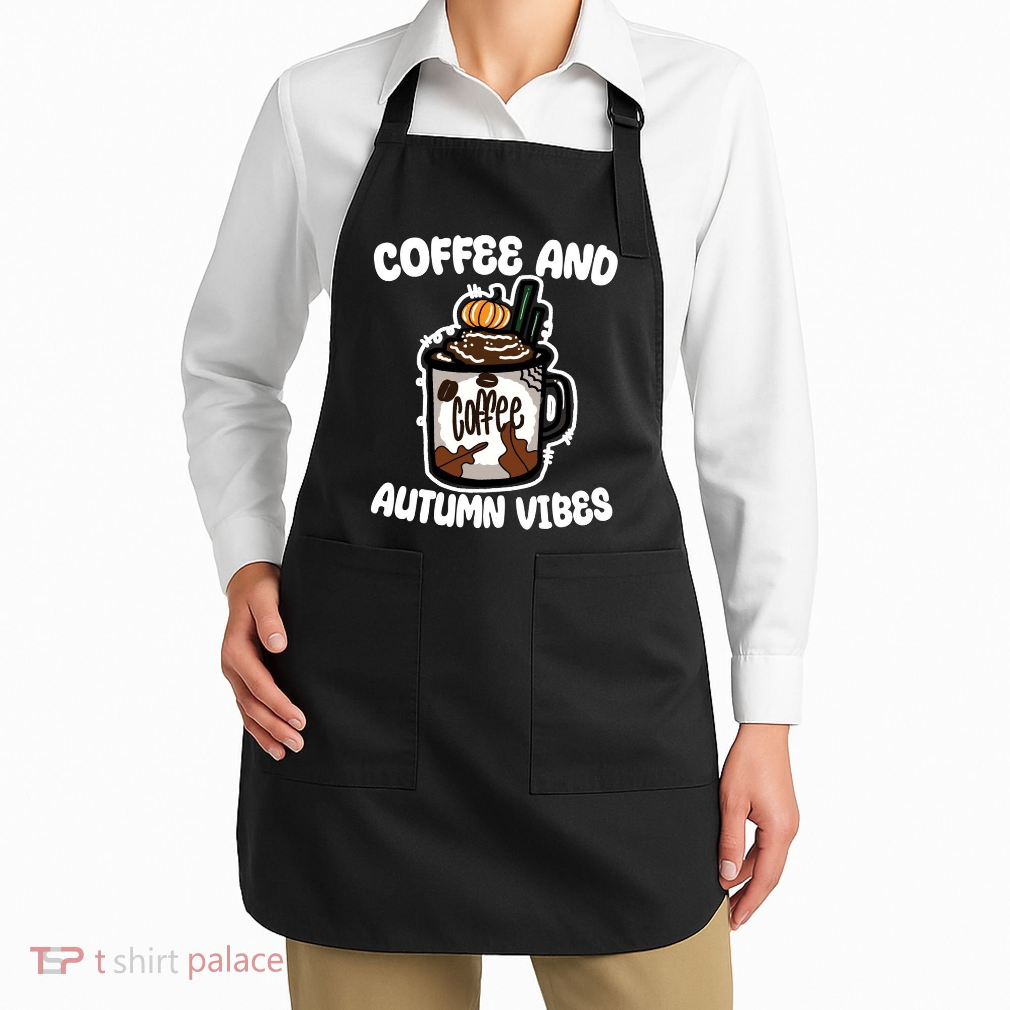 Coffee And Autumn Vibes Halloween Apron