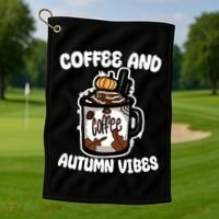 Coffee And Autumn Vibes Halloween Golf Towel thumb 1